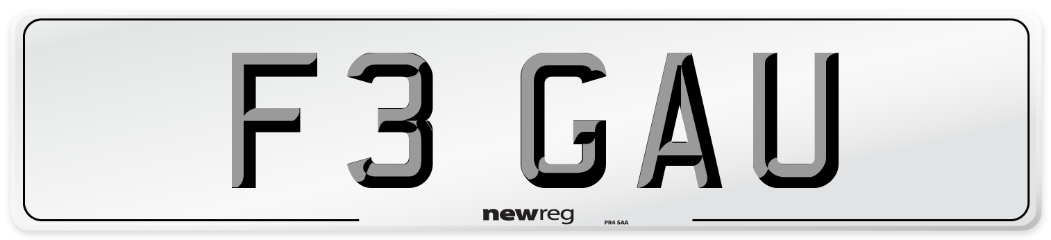 F3 GAU Number Plate from New Reg